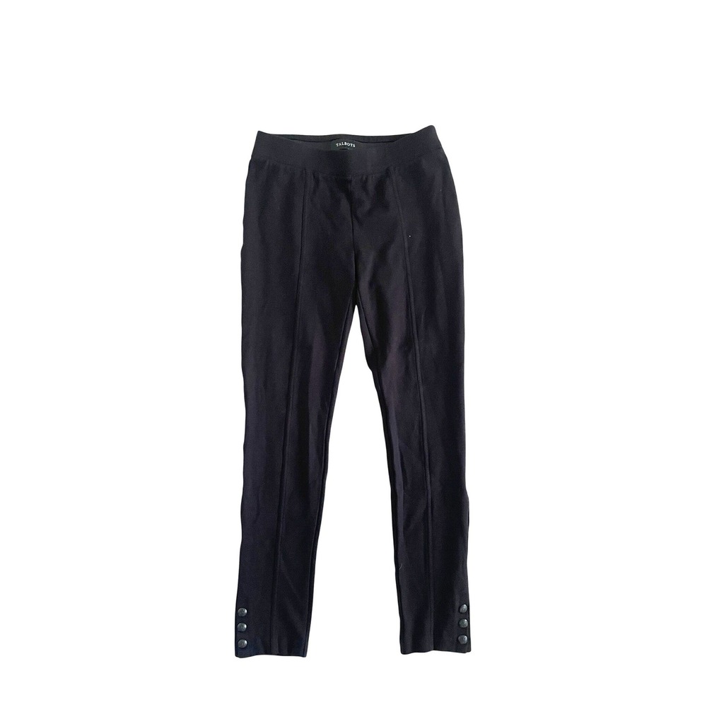 Black Skinny Ankle Ponte Pants Leggings Button Detail Size XS by Talbots